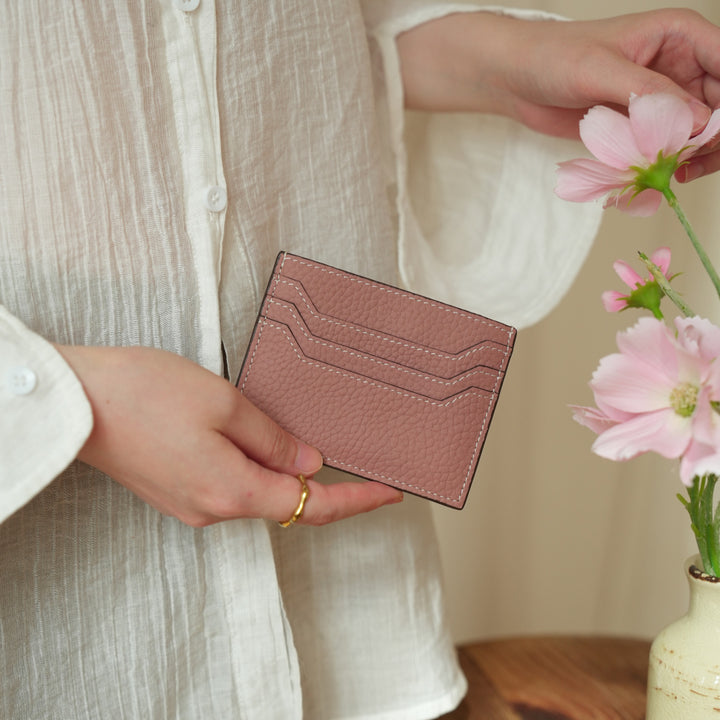 Textured Leather Card Holder Wallet