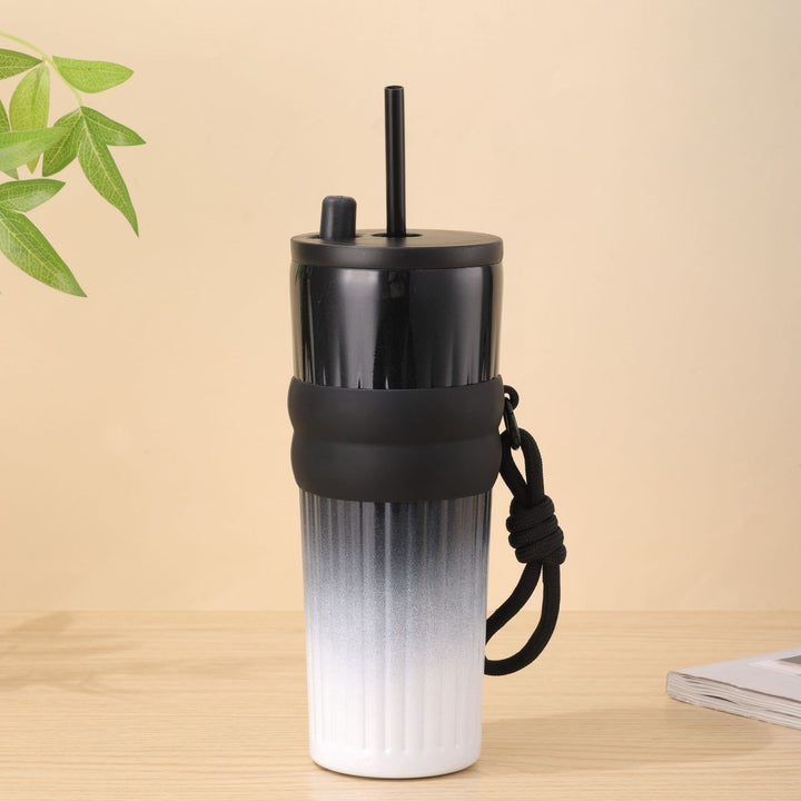 Ladies multifunctional insulated drinking bottle with integrated straw and practical carrying handle Stornfield