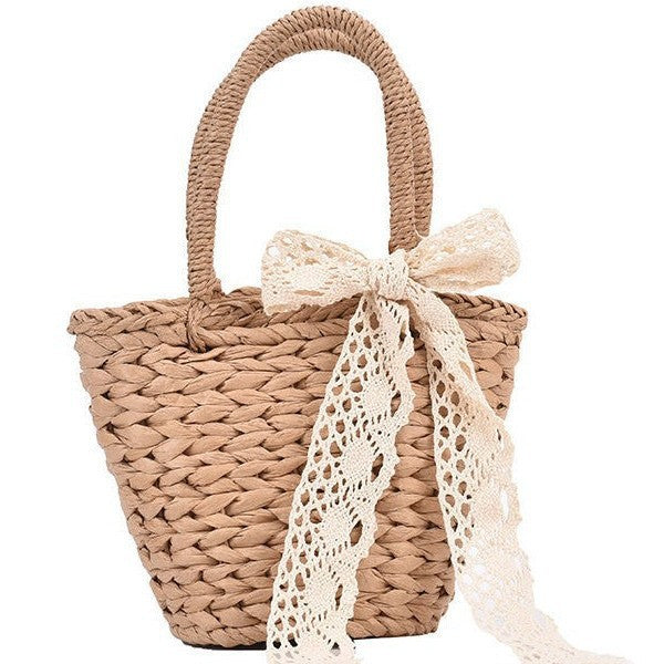 Handmade basket bag with lace accent Stornfield