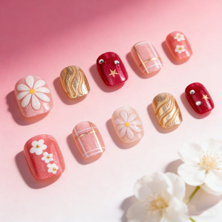 Floral Decorative Press-On Nail Art Stornfield