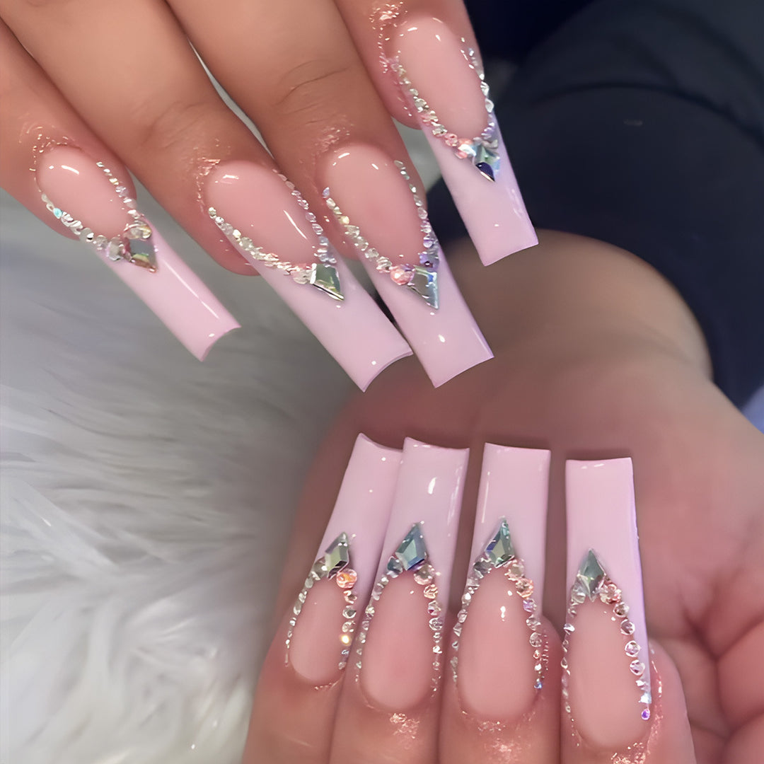 Rhinestone-Embellished Long Stiletto Press-On Nails Stornfield
