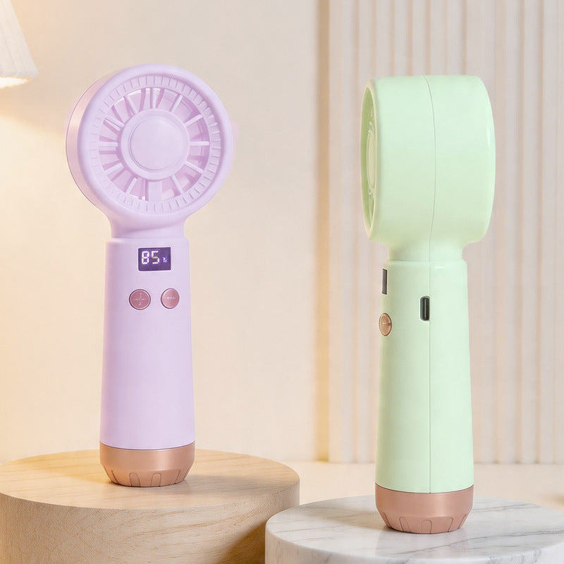 Women's Portable USB Hand Fan with Temperature Display Stornfield