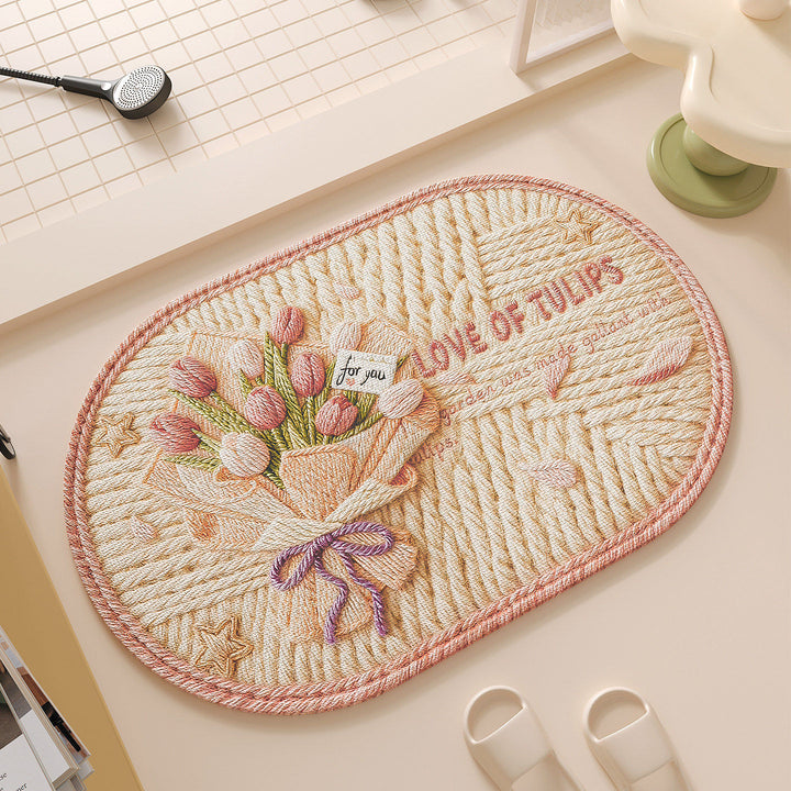 Cartoon Dog-Themed Bath Rug for Bathroom