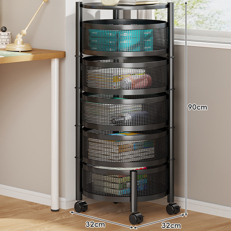 Compact Rolling Mesh Multi-Tier Corner Storage Cart