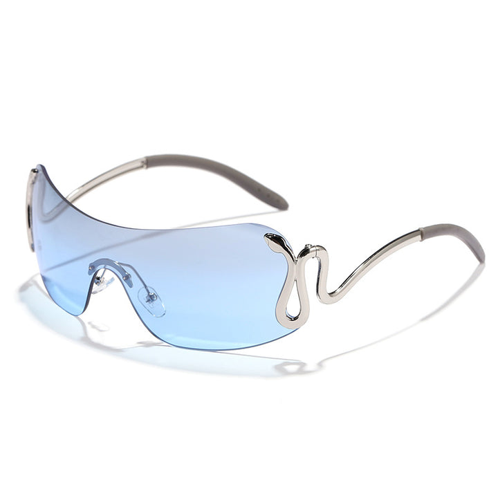 Women's fashionable futuristic sunglasses with curved frame Stornfield