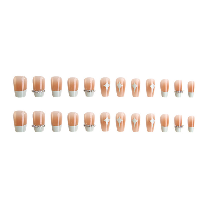 Acrylic nail set with elegant geometric decorations Stornfield
