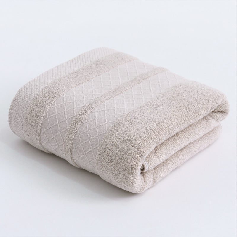 Large premium terry bath towel with decorative structure border