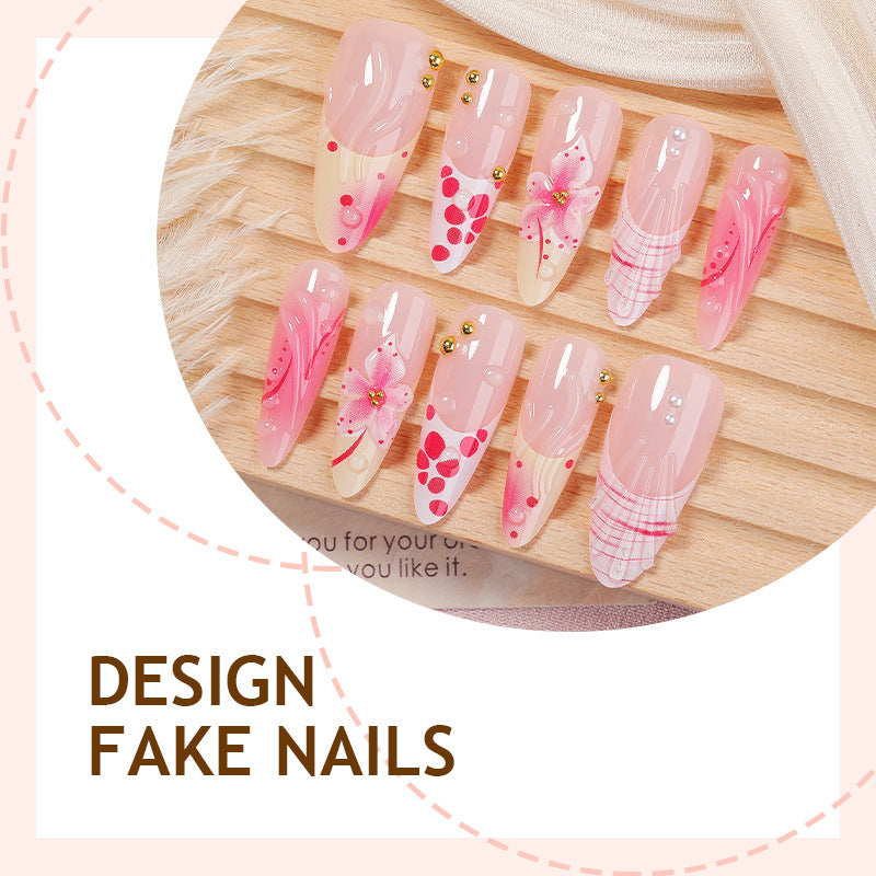 Creative art nail set with floral and glittering accents Stornfield