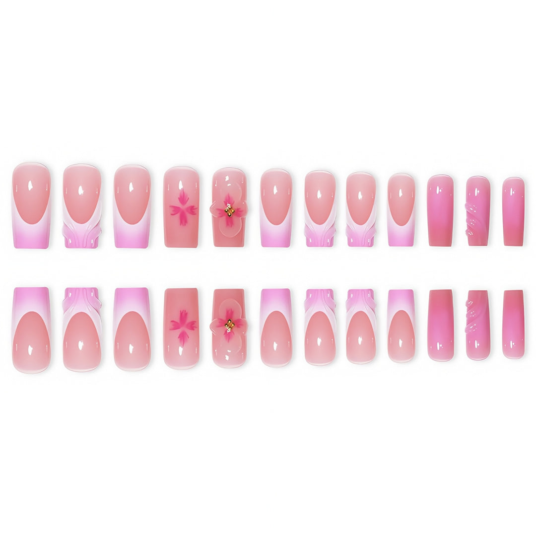 Floral Decorative Press-On Nails with 3D Accents Stornfield
