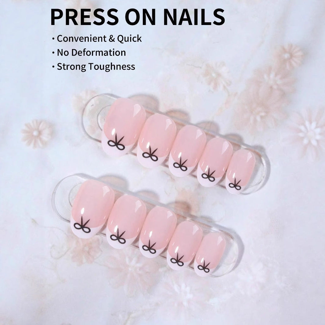 Artificial nails with elegant bows and high-gloss surface Stornfield