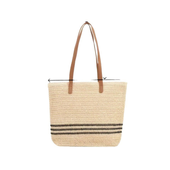 Versatile straw tote bag with leather handles Stornfield