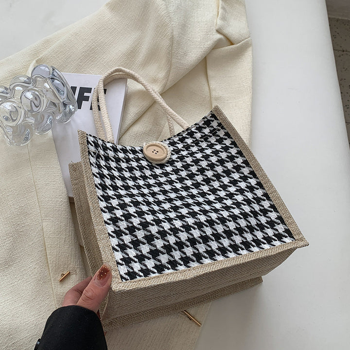 Handcrafted Houndstooth Tote Bag