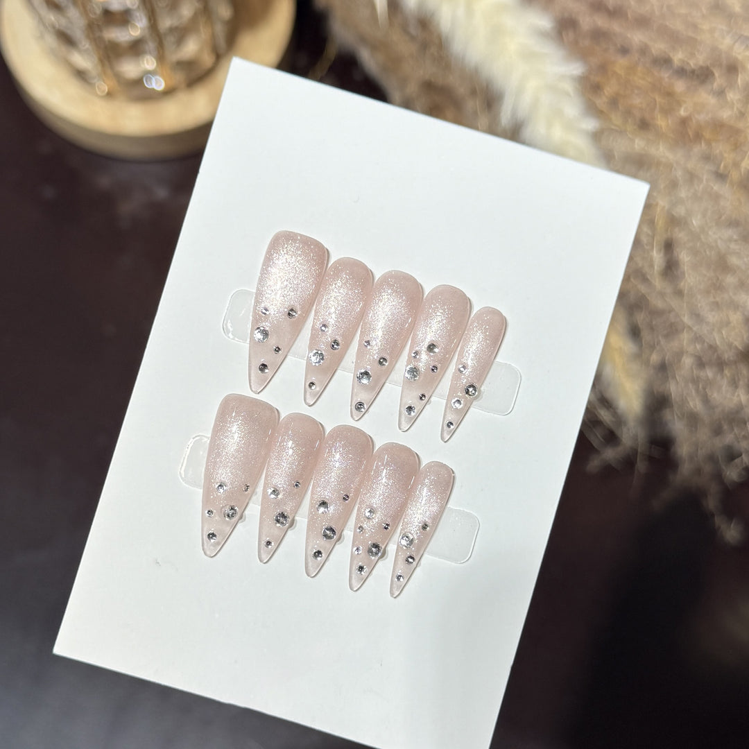 Elegant Rhinestone-Embellished Stiletto Press-On Nails Stornfield