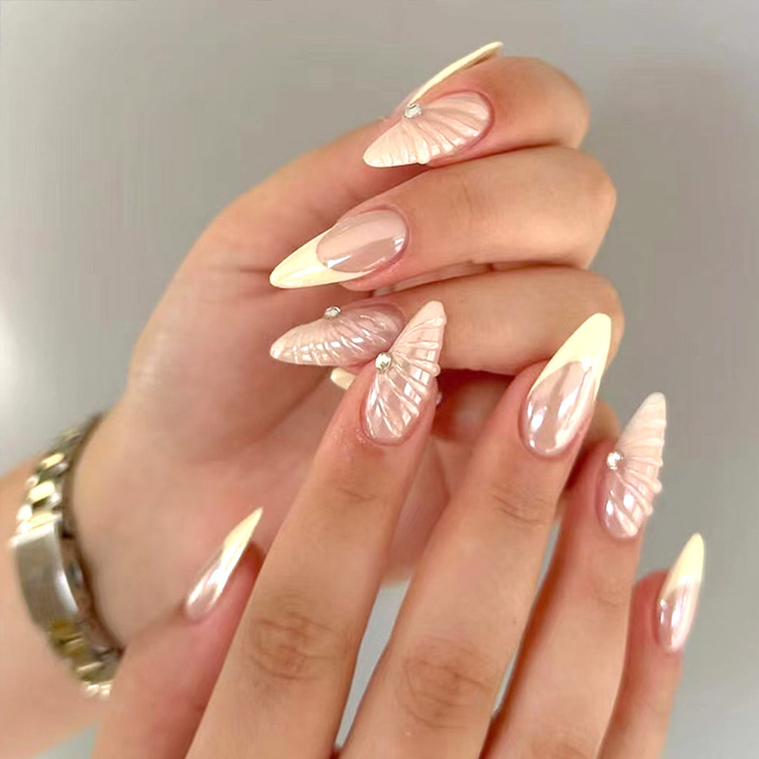 Artistic Shell-Crafted Press-On Nail Extensions Stornfield