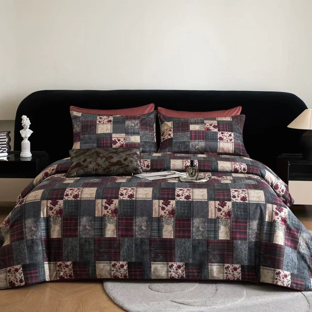 Luxurious cotton satin bedding set with large floral botanical print