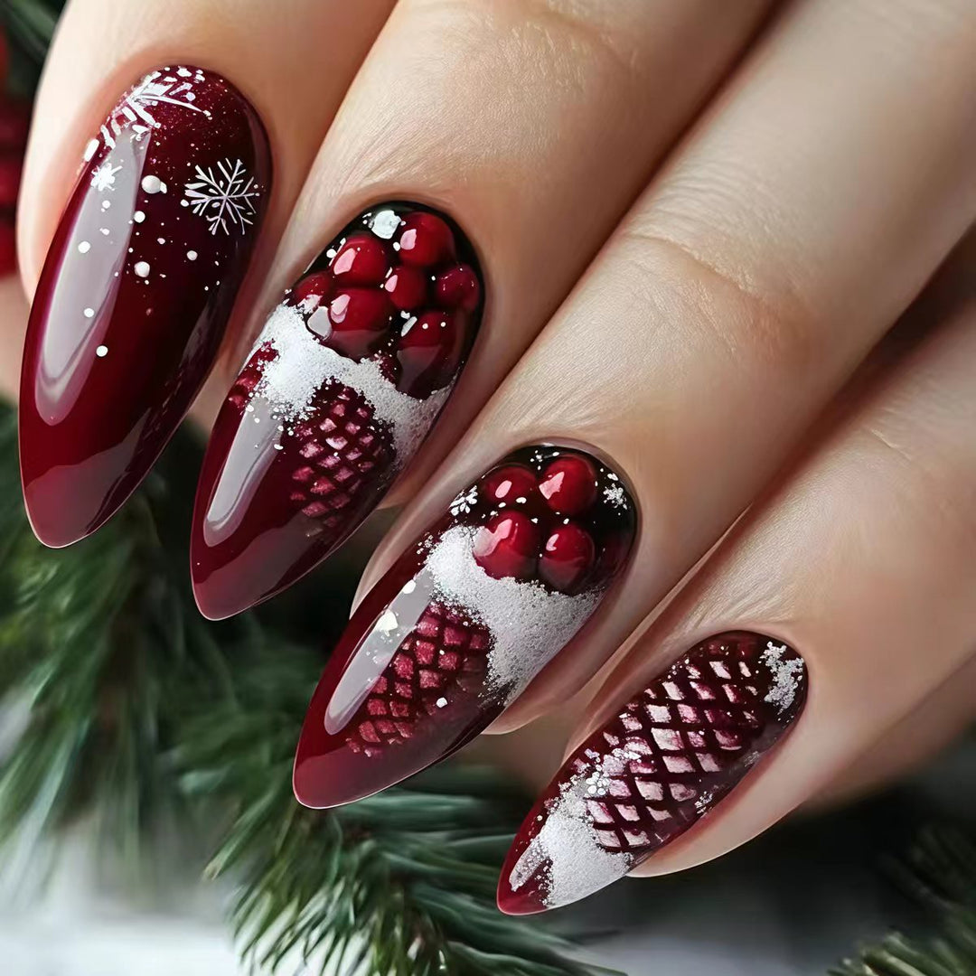 Artificial nails with festive winter design Stornfield