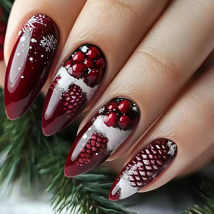 Artificial nails with festive winter design Stornfield