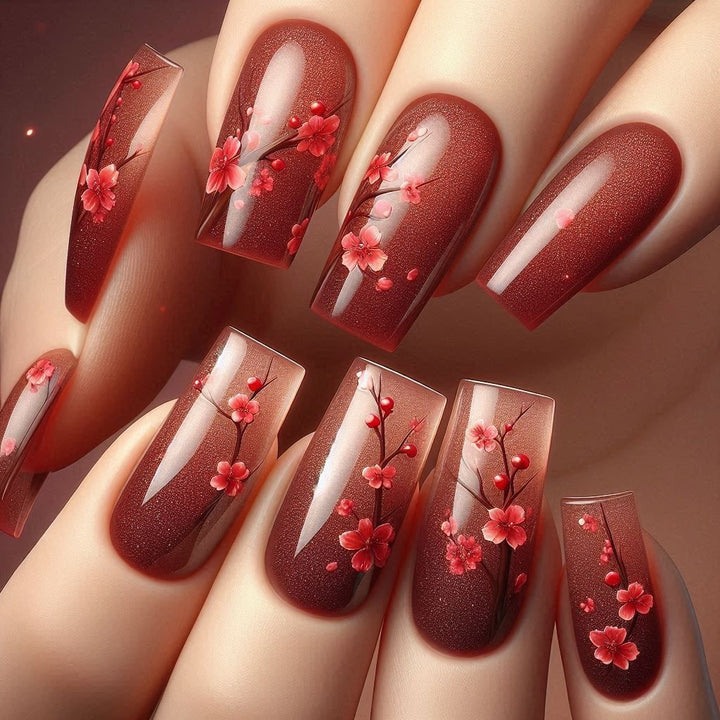 Artificial nails set with floral accents Stornfield