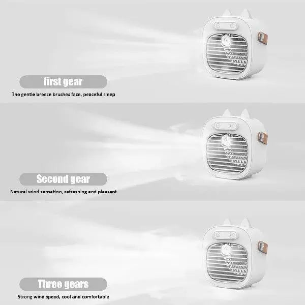 Unisex one size compact USB rechargeable personal mist cooler with adjustable grid air humidifier and leather carrying strap Stornfield
