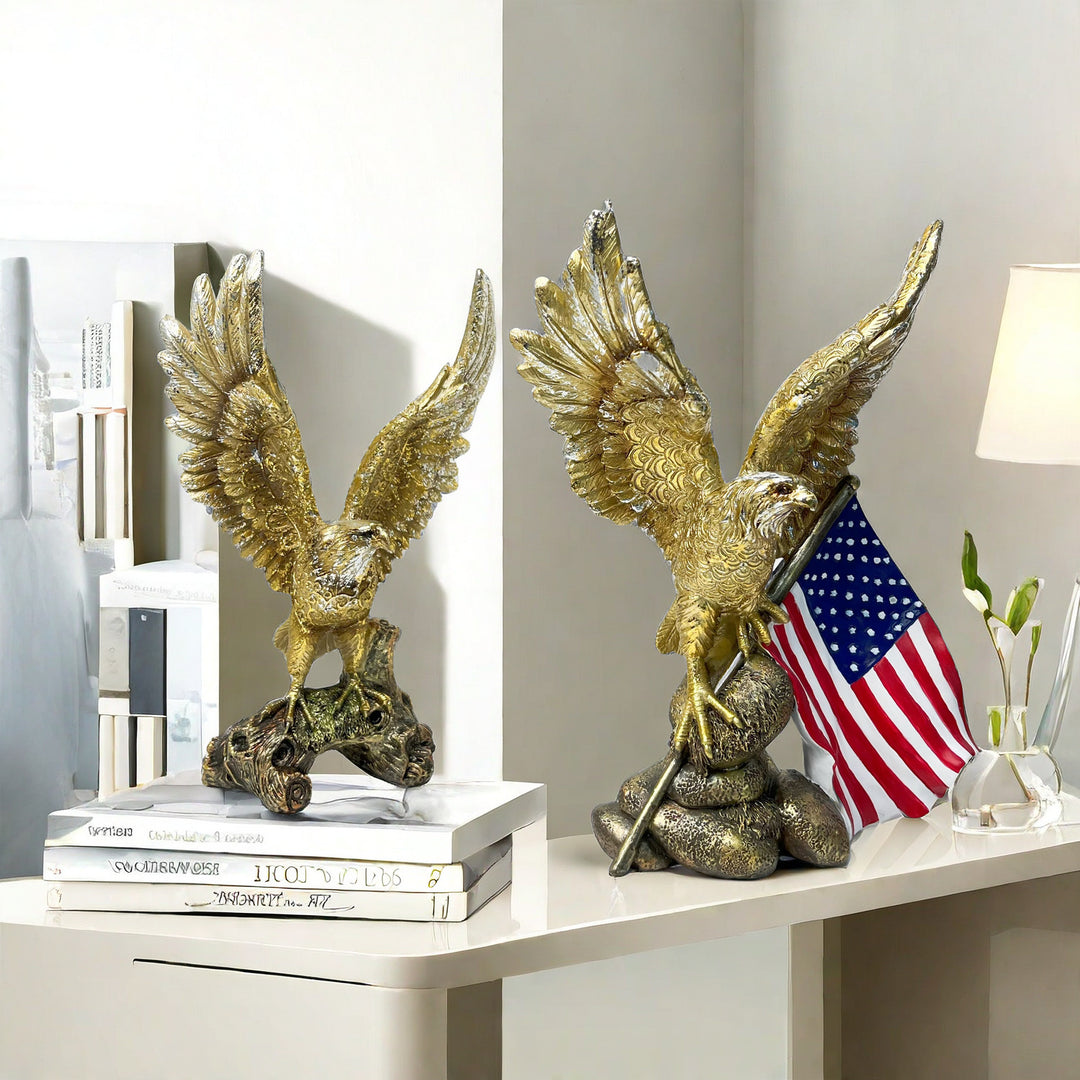 Elegant garden figure with eagle on tree trunk Stornfield