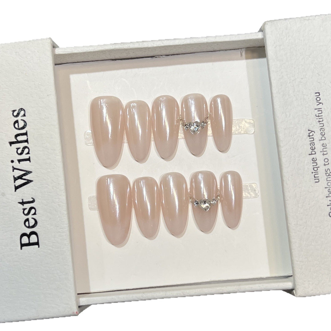 Elegant Decorative Press-On Nail Set with Rhinestone Accents Stornfield