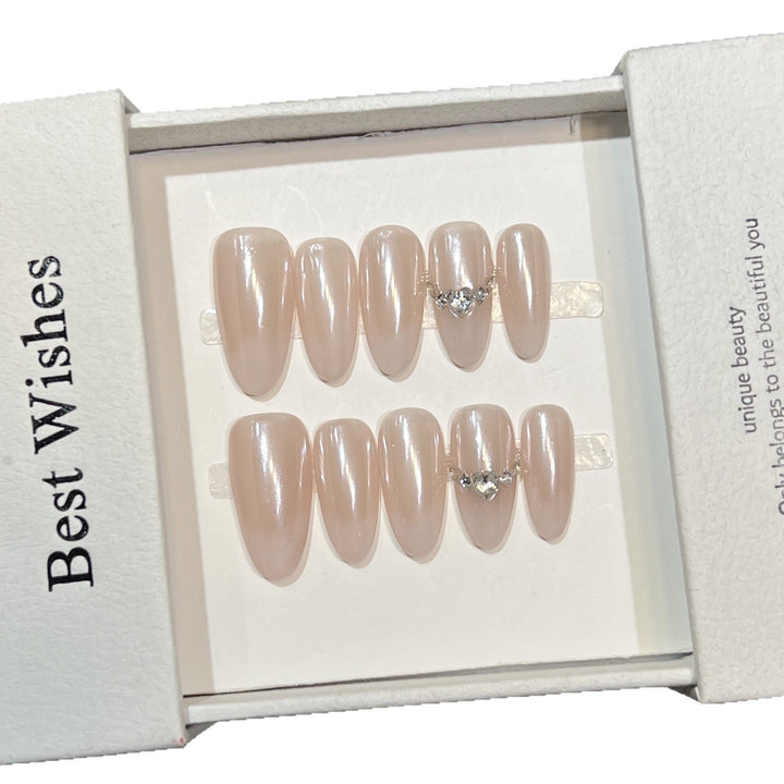 Elegant Decorative Press-On Nail Set with Rhinestone Accents Stornfield