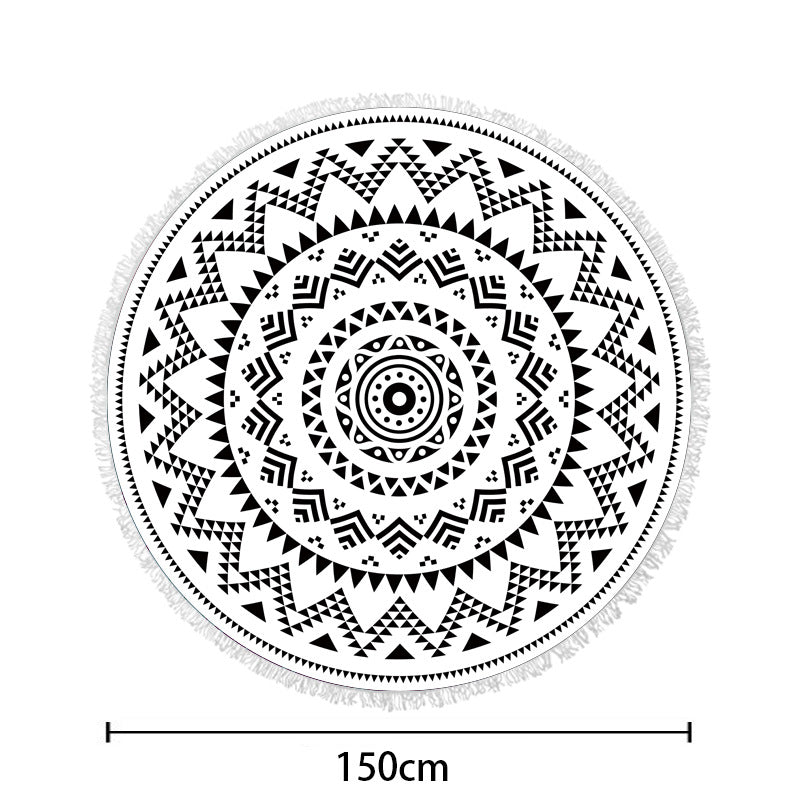 Round beach towel with colorful tropical motif Stornfield