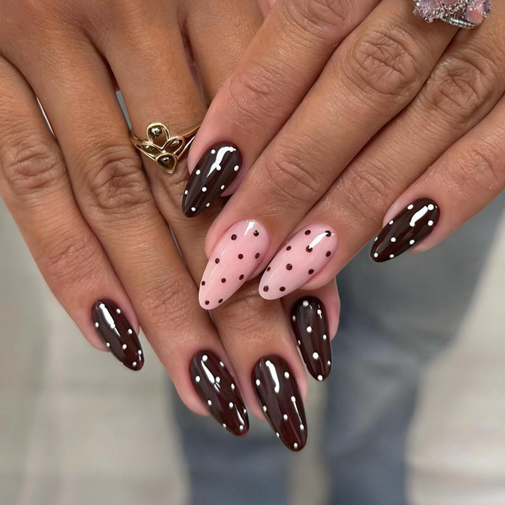 Acrylic Nail Set with Elegant Polka-Dot Design Stornfield