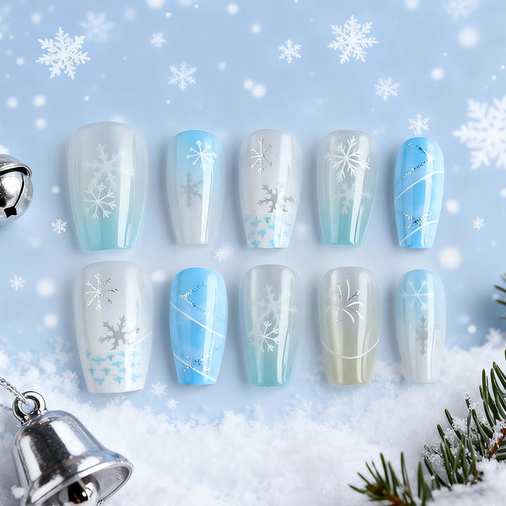 Festive Snowflake Press-On Nail Art Stornfield