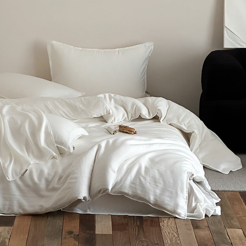 Silk-Feel Satin Duvet Cover and Pillowcase Bedding Set
