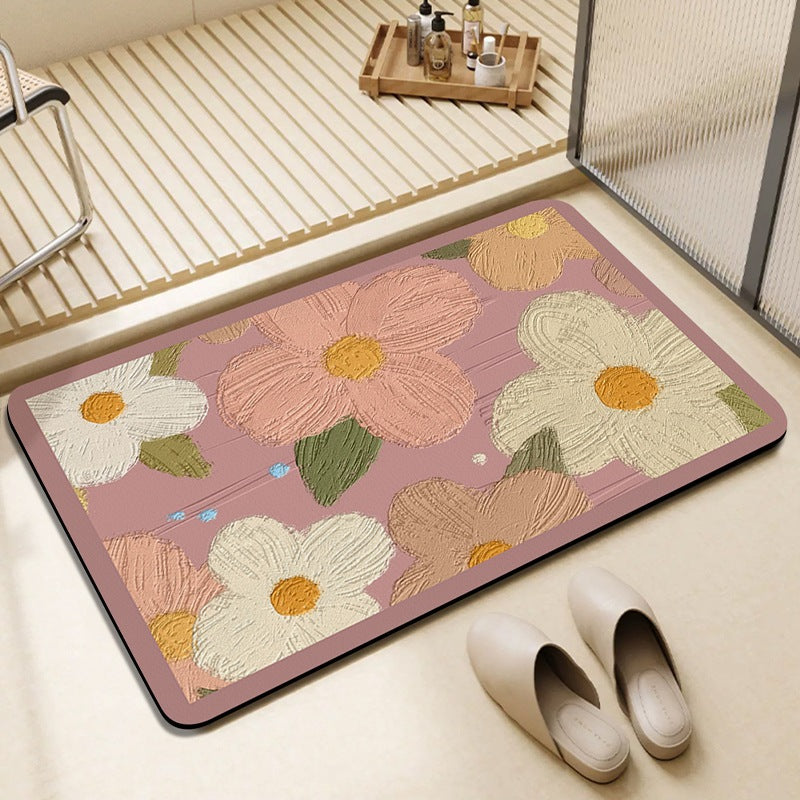 Vibrant Floral Patterned Bath Mat