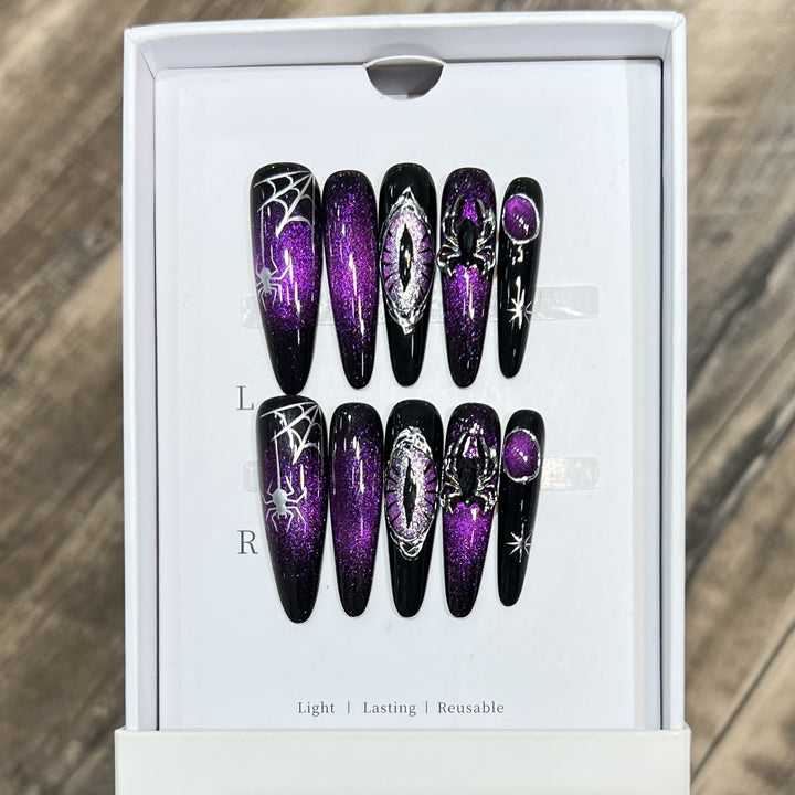 Glamorous Stiletto Press-On Nail Art Set with Celestial Design Stornfield