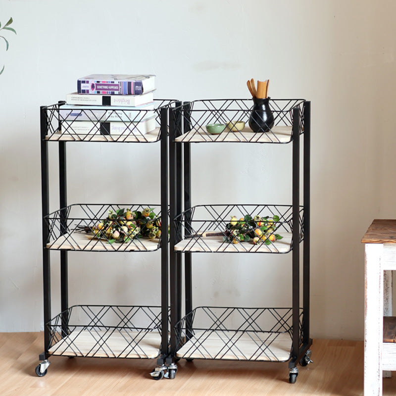 Modern rolling cart with three shelves and wheels Stornfield