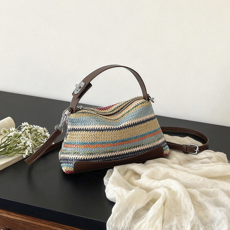 Stylish Striped Woven Handbag