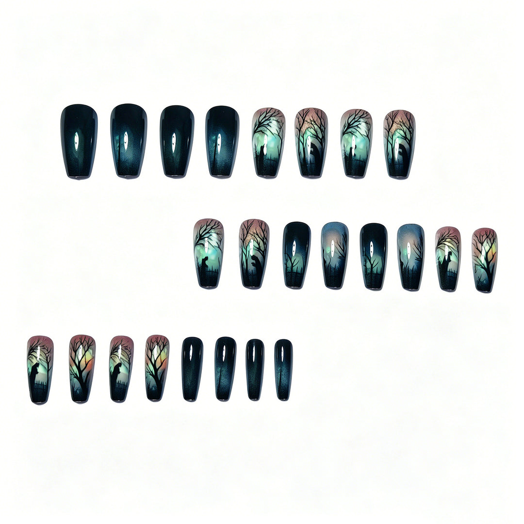 Artificial nails with mysterious forest design Stornfield