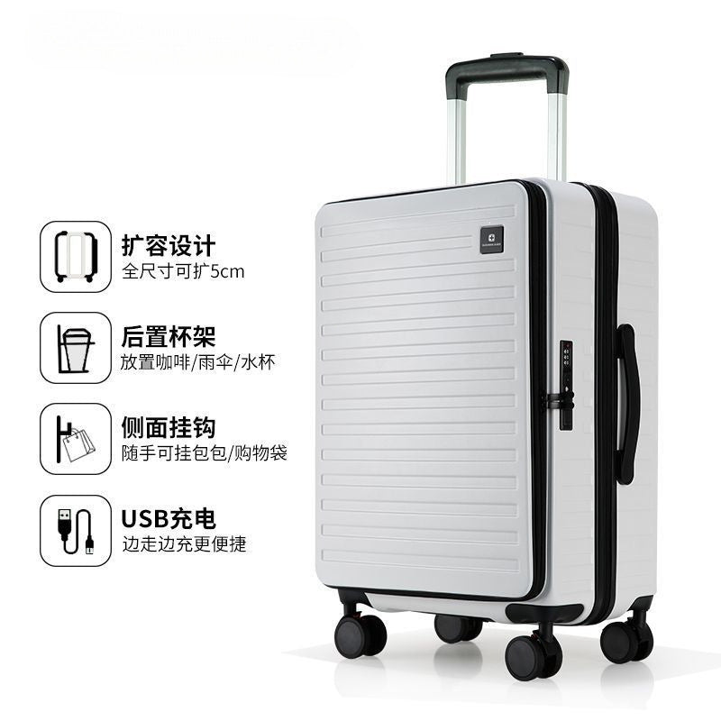 Hard Shell Trolley With Integrated Usb Charging Station And Expandable Storage Stornfield