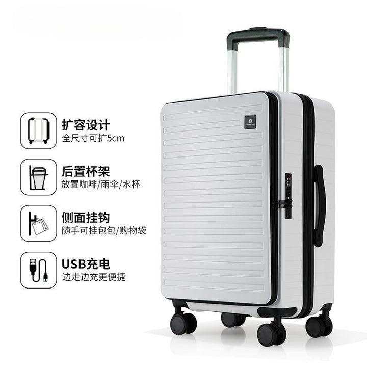 Hard Shell Trolley With Integrated Usb Charging Station And Expandable Storage Stornfield
