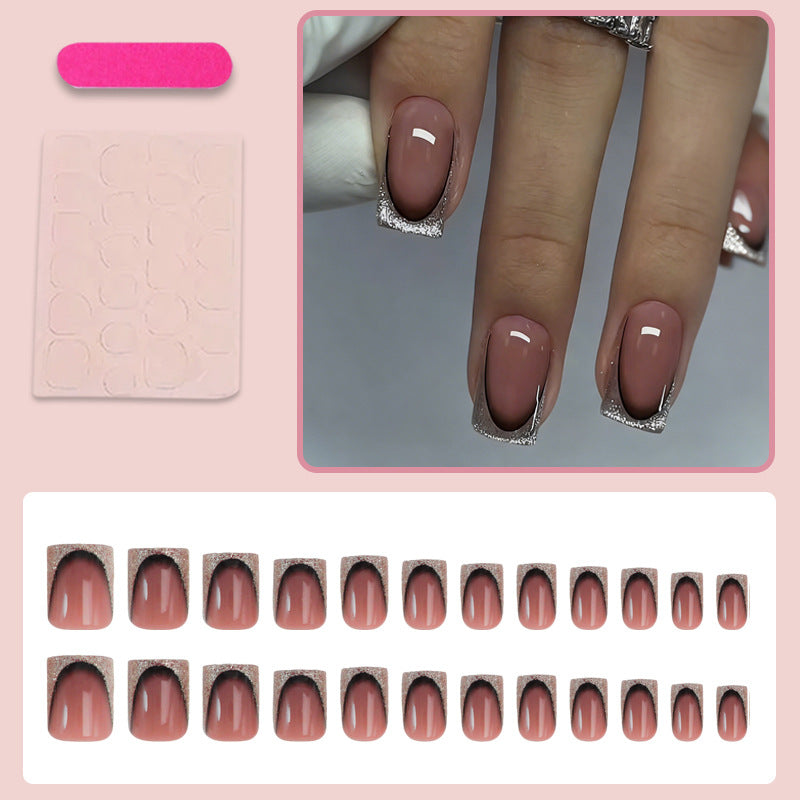 Nail set with luxurious glitter French tips Stornfield