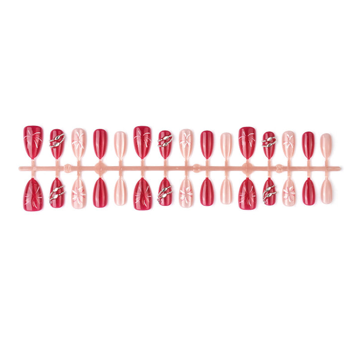 Elegant Press-On Nail Art Set with Rhinestone Accents Stornfield