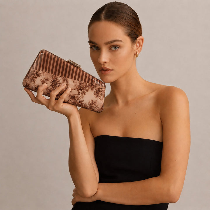 Artistic Floral Acrylic Clutch