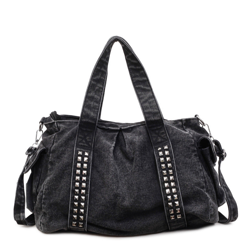 Distressed Denim Weekender Bag