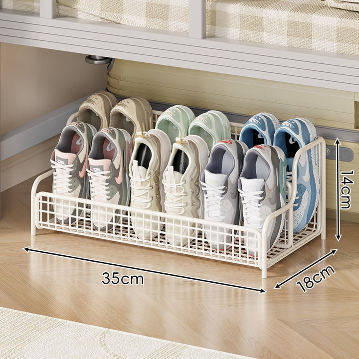 Compact Stackable Under-Bed Metal Mesh Multi-Slot Shoe Storage Drawer Organizer
