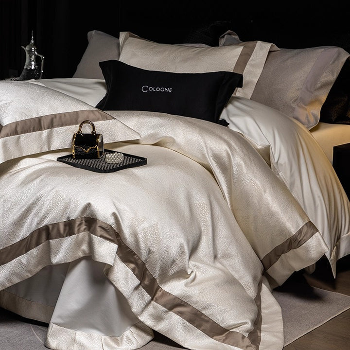 Luxury Jacquard Duvet Cover Set with Satin Border