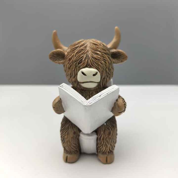 Funny decorative figure of a Highland cow in a bathtub Stornfield