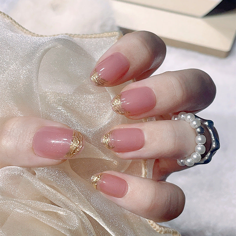 Elegant Gold-Tipped Press-On Nails Stornfield
