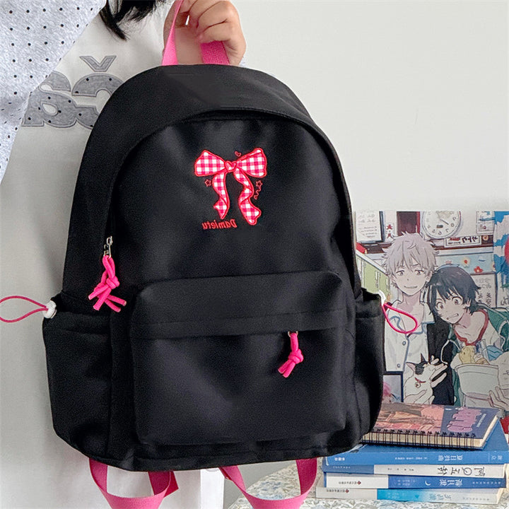 Stylish Embroidered Bow Pattern Backpack Stornfield