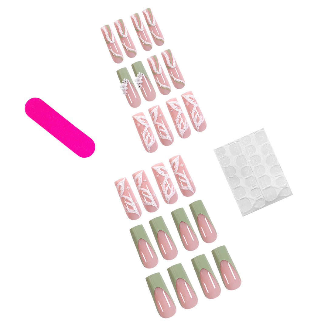 Elegant artificial nails with floral designs Stornfield