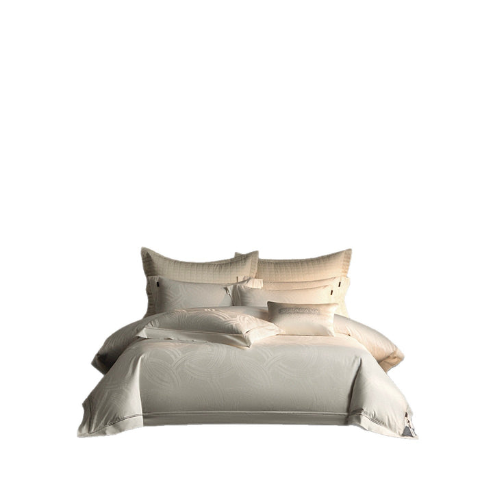 Luxury Jacquard Duvet Cover Set with Quilted Shams & Decorative Cushions