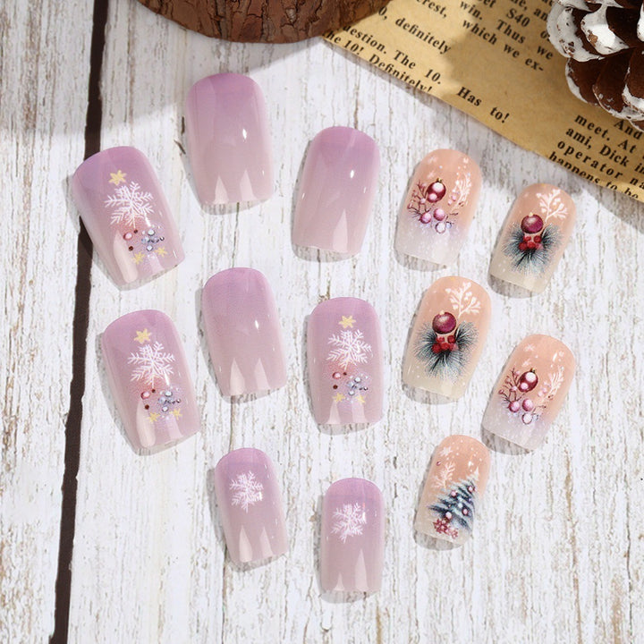 Artificial nails in festive winter design Stornfield