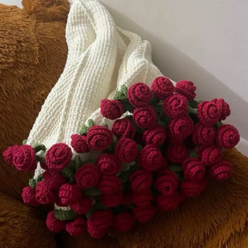 Floral Crochet Throw Blanket